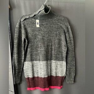 GAP Gray and Burgundy Cowl Neck color block Sweater